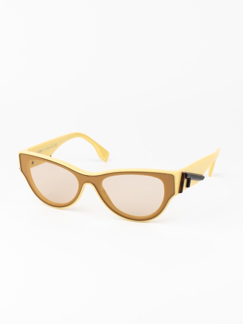 Fendi FIRST Men Sunglasses Yellow Brown Cat Eye FE40135I 39E NEW AUTHENTIC